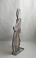 Stained Glass Angel Tabletop Suncatcher Pink And White 9 Inch