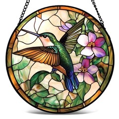Stained Glass Hummingbird Suncatcher 6.3″ Garden Decor for Home & Gifts