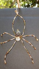 Handcrafted Pink Brown Spider Beaded Hanging Ornament Halloween suncatcher