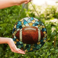 Stained Glass Suncatcher Football Sports Round Fan Art