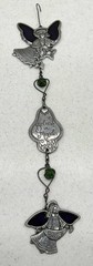 Vtg Fairy Angel Purple Stained Glass Pewter Window Hanging Suncatcher Decor