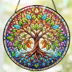 Tree Of Life Stained Glass Window Hanging Suncatcher Indoor Window Gothic Gifts