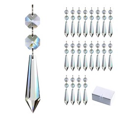 20pcs Chandelier Crystal Prisms Beads Replacement Parts 55mm Clear