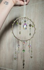 Green Crystal Sun Catcher Window Hanging Prism Gold Decoration Rainbow Maker