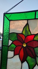 Antique Stained Glass Window Wall Hanging Suncatcher Leaded 18″ X 10″