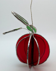 Stained Glass 3D Suncatcher Red Apple With Green Leaves Bright Pretty