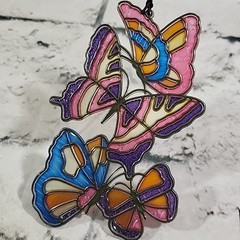 Vintage 70s Butterfly Window Hanger Suncatcher Plastic Hippie Fairycore Decor