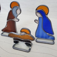 Stained Glass Standing Nativity Scene Jesus Joseph Mary Christmas Suncatcher