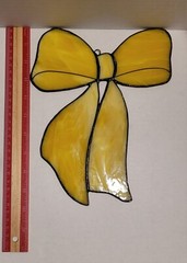 Suncatcher Stained Glass Art Yellow Bow Ribbon