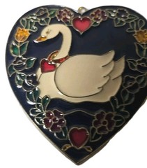 Vintage Stained Glass Sunchatchwer “SWAN IN A HEART”
