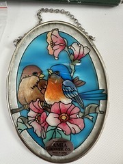 AMIA Oval Glass Birds Floral SUNCATCHER Window MULTI COLOR Beautiful NEW
