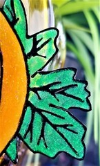 VTG Halloween Pumpkin Fall Harvest Soft Plastic 3D Embossed Glitter Suncatcher