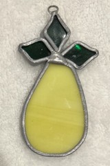 Vintage Yelllow Pineapple Handmade Stained Glass Sun Catcher Ornament 3.25”