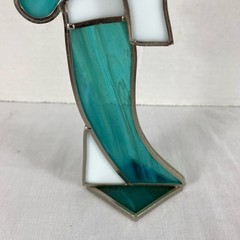 Vintage Japanese Geisha Stained Glass Sun Catcher (suncatcher) With Base 9” Tall