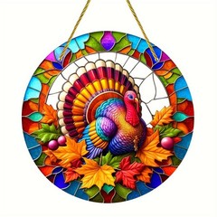 Thanksgiving Turkey Acrylic Sun Catcher Colorful Hanging Window Ornament Decor