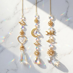 3 Pack Crystal Suncatchers for Windows with Chain Rainbow Maker Hanging Crystal