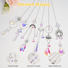 Sun Catchers 6Pieces Colorful Crystals Suncatcher with Chain Pendant Ornaments H