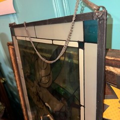 Vintage Stain Glass Suncatcher 23 Inches Tall X16 Wide hummingbird in the pic