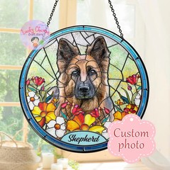 Personalized Pet Portrait Stained Glass Suncatcher Animal Art Gift