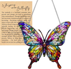 Butterfly Gifts for Women, Acrylic Butterfly Suncatcher Ornament Faux Stained Gl