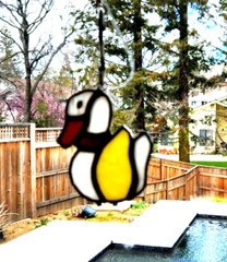 Stained Glass Sun catcher Handmade USA DUCK, WHITE-SMALL 4 X 4