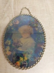 Victorian Suncatcher Little Baby Girl Surrounded by flowers