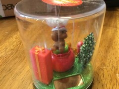 Christmas Bear in Santa Hat Solar Powered Toy Terrarium