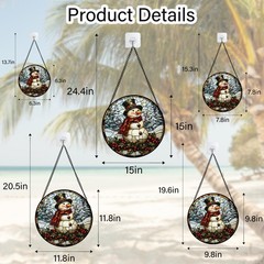 Stained Glass Snowman Suncatcher – Winter Decor for Home & Garden Gifts