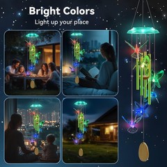 Solar Wind Chimes Color Changing Wind LED Lights for Garden Patio Yard Porch