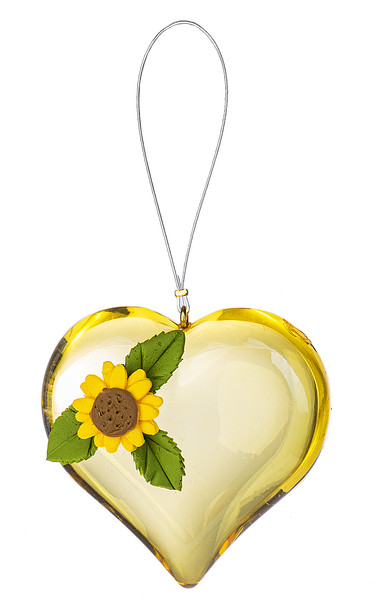 Ganz Crystal Expressions Tiny Acrylic Yellow Heart Suncatcher with Sunflower