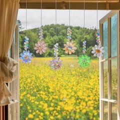 6Pcs Crystal Sunflower Suncatchers Hanging Ornaments, Rainbow Maker Sun Catchers