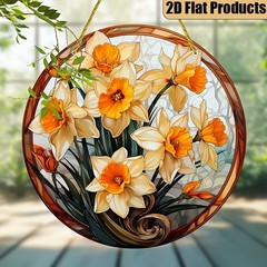 Narcissus Daffodil Blooms Acrylic Hanging Ornament for Indoor and Outdoor Use