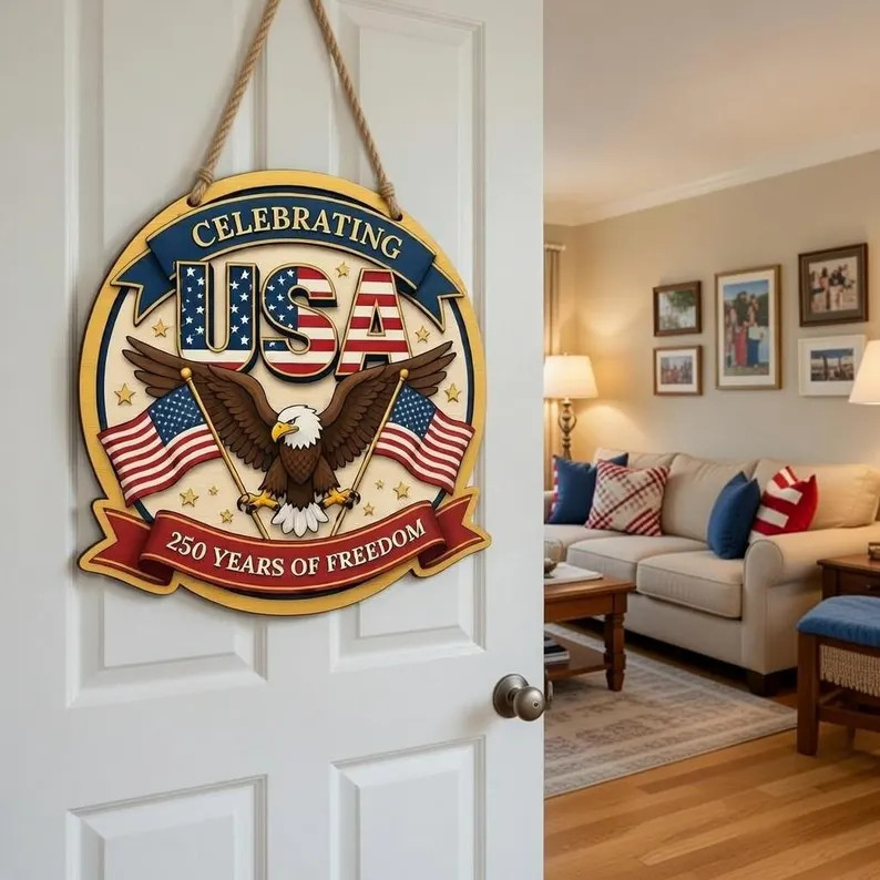 Years USA Wall Sign with Rope