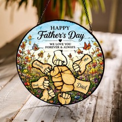 Personalized Dad Fathers Day Stained Glass Suncatcher