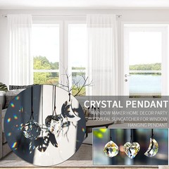 Crystal Prism Heart Moon Suncatcher Hanging Window Car Garden Decor 3 Pack