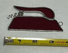 Stained Glass Red Clothing Iron Seamstress Suncatcher Ornament 3.5”