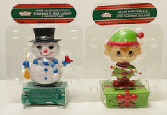 2 Solar Powered Christmas House Dancing Bobble Heads 1 Snowman & 1 Elf 4″ tall.