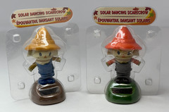 2 Solar Dancing Scarecrows Thanksgiving Halloween Holiday Winter Bobble Head
