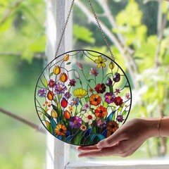 Wildflowers Stained Glass Suncatcher – Colorful Floral Glass Art