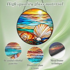 Stained Glass Window Hanging – Beach Shells Suncatchers(7.8-inch)