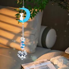 Blue Moon Rainbow Heart-Shaped Crystal Pendant – Charming Window Decor Charm