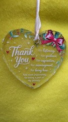 HEART SHAPED SUNCATCHER/ ORNAMENT ON A RIBBON–NEW