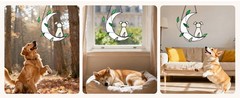 Moon Green Leaf Dog Sunlight Catcher Outdoor Light Catcher Window Hanging Gift