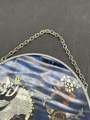 VTG White Carousel Horse, Suncatcher Wall Hanging, Oval w/ Chain, 7″ X 5″