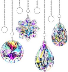 HDCRYSTALGIFTS 4Pcs Crystal Suncatchers for Window Hanging Sun Catchers Indoor R