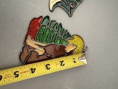 2 Vintage Leaded Stained Glass Sun Catchers Wolf Bass Fish Wilderness Forest