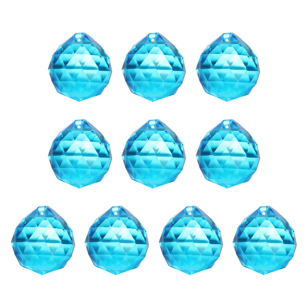 10 Pack 24mm / 0.94Inch Crystal Ball Prisms, Lake Blue