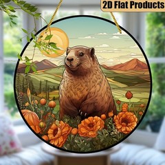 Adorable Groundhog Acrylic Suncatcher Cozy Home Decoration Window Plaque Gift