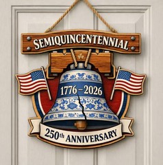 America 250th Anniversary Patriotic Wall Sign with Rope Home Decor