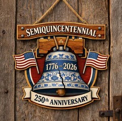 America 250th Anniversary Patriotic Wall Sign with Rope Home Decor